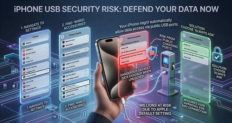 iPhone USB Security Risk: Apple Default Setting Warning